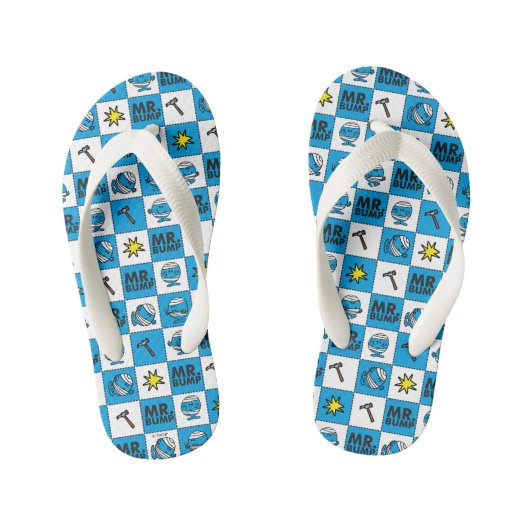 de heer Bump | Mozaïekpatroon in blauw patroon Kinder Teenslippers (Voetbed)