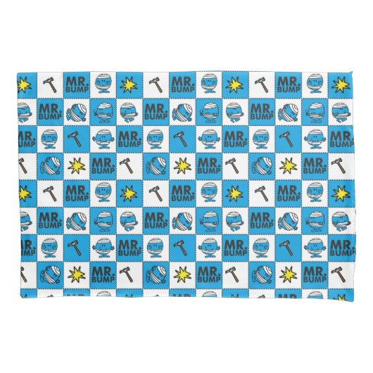 de heer Bump | Mozaïekpatroon in blauw patroon Kussensloop (Voorkant-Links)