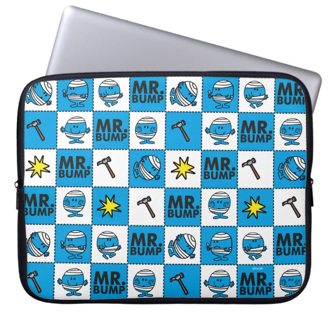 de heer Bump | Mozaïekpatroon in blauw patroon Laptop Sleeve (Voorkant)