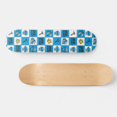 de heer Bump | Mozaïekpatroon in blauw patroon Skateboard (Horizontaal)