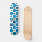 de heer Bump | Mozaïekpatroon in blauw patroon Skateboard (Voorkant)