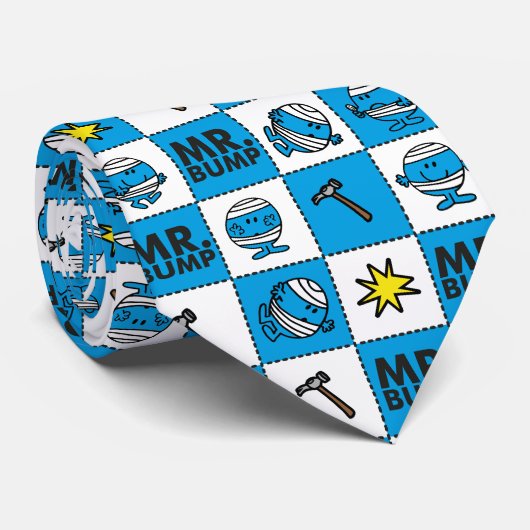 de heer Bump | Mozaïekpatroon in blauw patroon Stropdas (Opgerold)