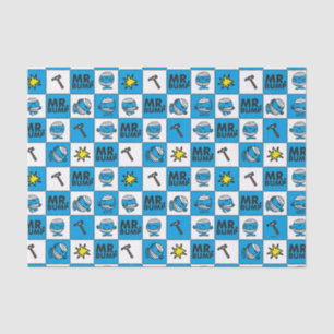 de heer Bump Mozaïekpatroon in blauw patroon Tissuepapier