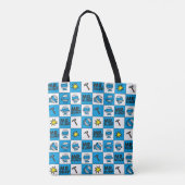 de heer Bump | Mozaïekpatroon in blauw patroon Tote Bag (Achterkant)