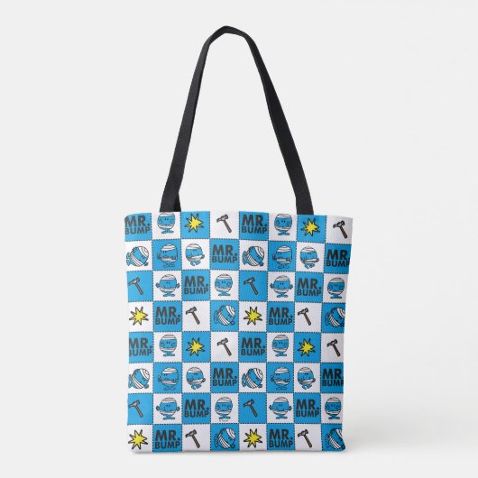 de heer Bump | Mozaïekpatroon in blauw patroon Tote Bag (Achterkant)