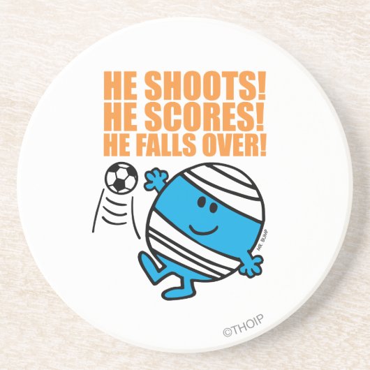 De heer Bump Play Soccer Zandsteen Onderzetter (Voorkant)