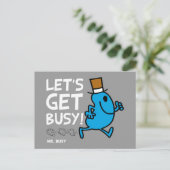 de heer Busy | Laten we een bezige witte tekst mak Briefkaart (Staand voorkant)