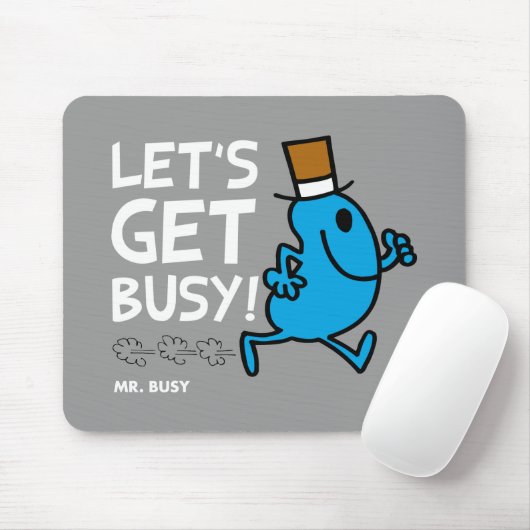 de heer Busy | Laten we een bezige witte tekst mak Muismat (Met muis)