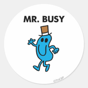 De heer Busy Waving Hallo Ronde Sticker