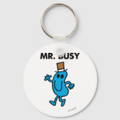 De heer Busy Waving Hallo Sleutelhanger (Voorkant)
