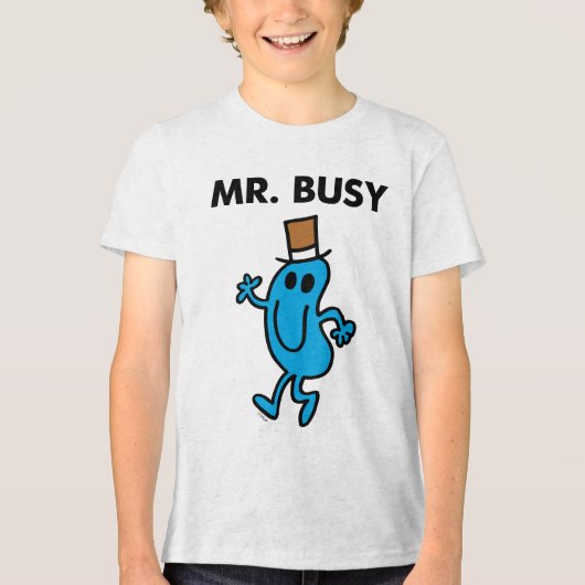 De heer Busy Waving Hallo Tri-Blend Shirt (Voorkant)