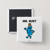 De heer Busy Waving Hallo Vierkante Button 5,1 Cm (Voorkant /achterkant)
