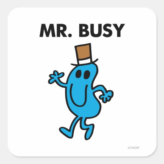 De heer Busy Waving Hallo Vierkante Sticker (Voorkant)