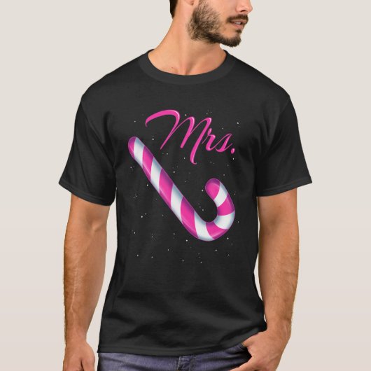 de heer Candy Cane mevrouw Merry en Bright Roze en T-shirt (Voorkant)