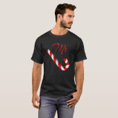 de heer Candy Cane Mrs Merry en Bright Red en Whit T-shirt (Voorkant volledig)
