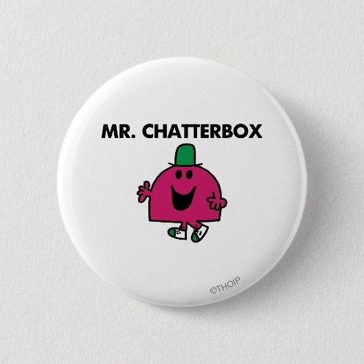 De heer Chatterbox Waving Hallo Ronde Button 5,7 Cm (Voorkant)