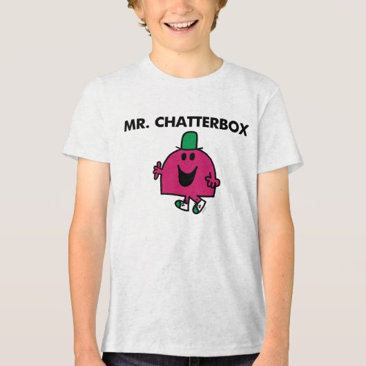 De heer Chatterbox Waving Hallo Tri-Blend Shirt (Voorkant)