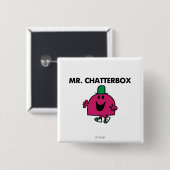 De heer Chatterbox Waving Hallo Vierkante Button 5,1 Cm (Voorkant /achterkant)