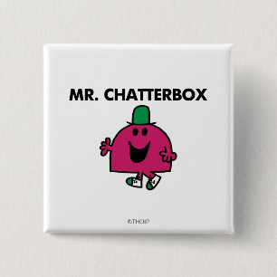 De heer Chatterbox Waving Hallo Vierkante Button 5,1 Cm