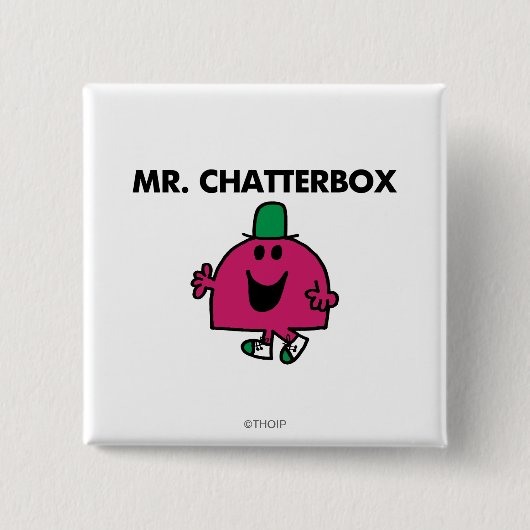 De heer Chatterbox Waving Hallo Vierkante Button 5,1 Cm (Voorkant)