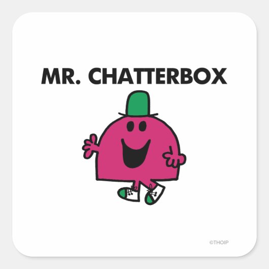De heer Chatterbox Waving Hallo Vierkante Sticker (Voorkant)