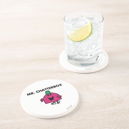 De heer Chatterbox Waving Hallo Zandsteen Onderzetter (Zijkant)
