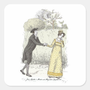 de heer Collins Miss Lucas Jane Austen Pride&Preju Vierkante Sticker