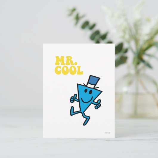 de heer Cool | Gele letters Briefkaart (Staand voorkant)
