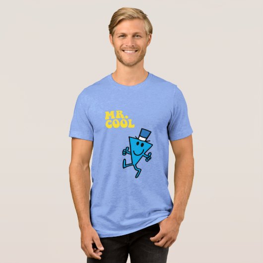 de heer Cool | Gele letters Tri-Blend Shirt (Voorkant volledig)