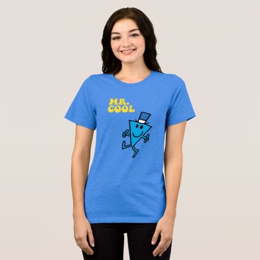 de heer Cool | Gele letters Tri-Blend Shirt (Voorkant volledig)