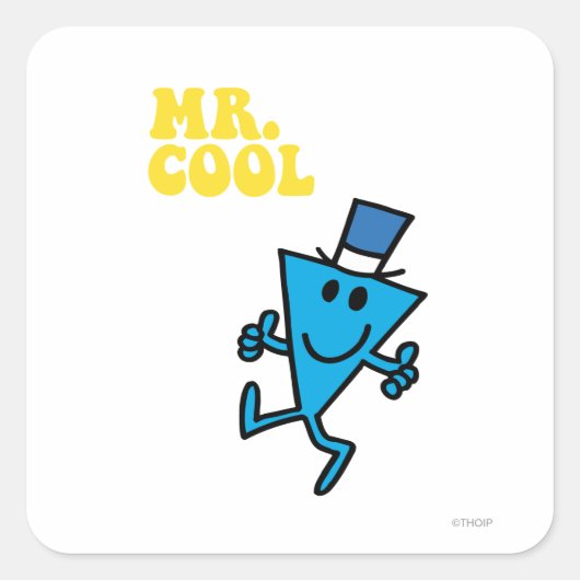 de heer Cool | Gele letters Vierkante Sticker (Voorkant)