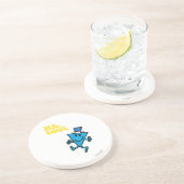 de heer Cool | Gele letters Zandsteen Onderzetter (Zijkant)