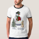 de heer Cool - Snowman T-shirt<br><div class="desc">Vertrouwelijk en leuk,  dat is Mr Cool. Het ontwerp bevat een sneeuwpop met tophat en riet met zijn konijnenvriend. Een leuk winterontwerp voor die coole vent.</div>