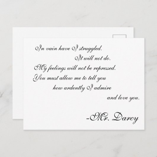 de heer Darcy Line Briefkaart (Voorkant / Achterkant)