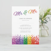 de heer & de heer Gay Wedding Invitation Pride Rai Kaart (Staand voorkant)