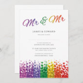 de heer & de heer Gay Wedding Invitation Pride Rai Kaart (Voorkant / Achterkant)