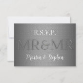 De heer & de heer Gay Wedding RSVP in Silver (Voorkant)