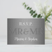 De heer & de heer Gay Wedding RSVP in Silver (Staand voorkant)