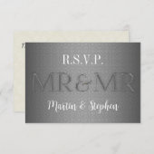 De heer & de heer Gay Wedding RSVP in Silver (Voorkant / Achterkant)