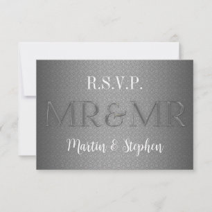 De heer & de heer Gay Wedding RSVP in Silver Kaartje