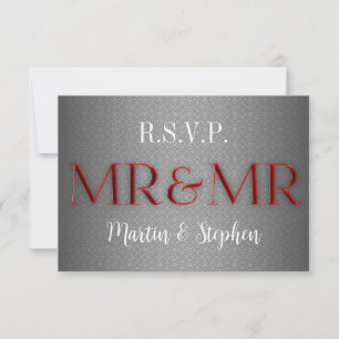 De heer & de heer Gay Wedding RSVP in Silver Kaartje