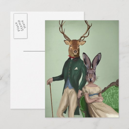 De heer Deer en mevrouw Rabbit 2 Briefkaart (Voorkant / Achterkant)
