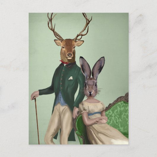 De heer Deer en mevrouw Rabbit 2 Briefkaart (Voorkant)