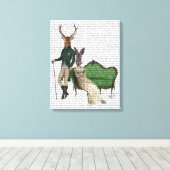 De heer Deer en mevrouw Rabbit Canvas Afdruk (Insitu (Houten vloer))