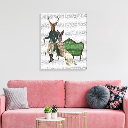 De heer Deer en mevrouw Rabbit Canvas Afdruk (Insitu (Woonkamer))