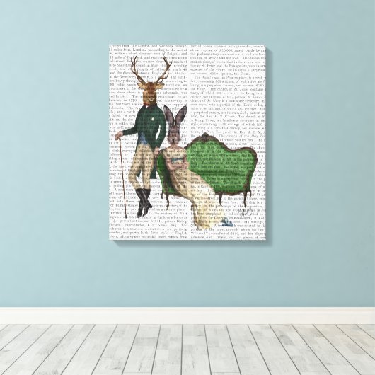 De heer Deer en mevrouw Rabbit Canvas Afdruk (Insitu (Houten vloer))