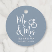 de heer Dusty Blue Wedding Bedankjes Labels (Achterkant)