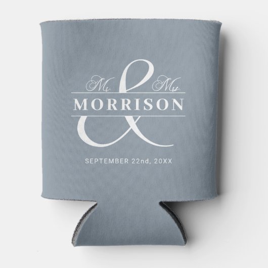 de heer Dusty Blue Wedding Favor Blikjeskoeler (Voorkant)