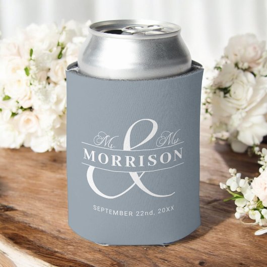 de heer Dusty Blue Wedding Favor Blikjeskoeler