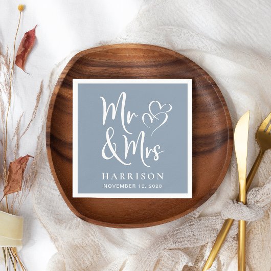 de heer Dusty Blue Wedding Reception Servet